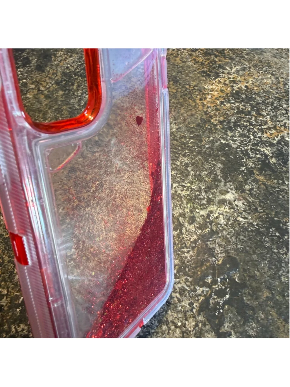 Cute Red Glitter Liquid Heart iPhone 11 Case – Shockproof Clear TPU Cover NIP